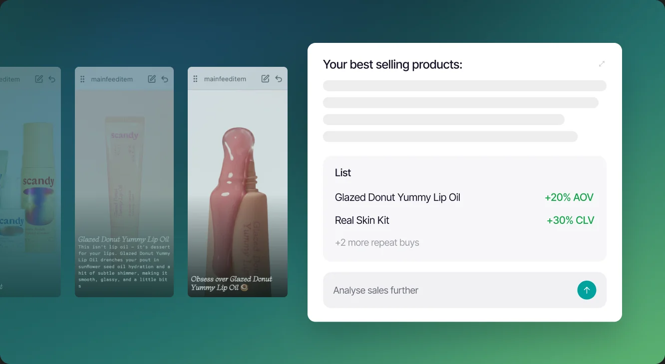 Best selling products report with AOV and CLV uplift